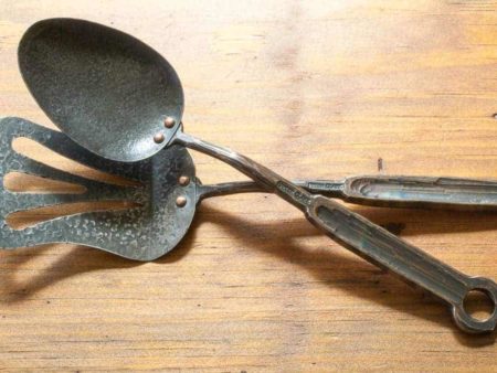 Serving Spoon & Spatula with Bronze Handles